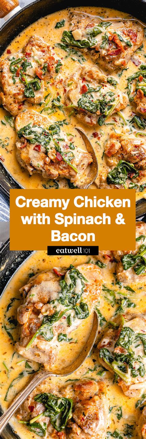 Garlic Butter Chicken With Spinach And Bacon Chicken Dishes Recipes