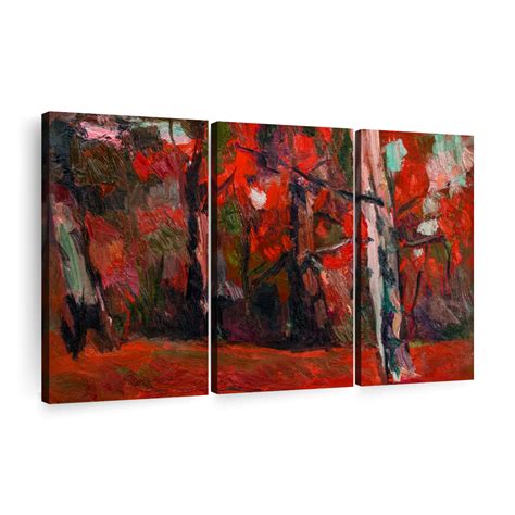 Red Birch Trees Wall Art Painting