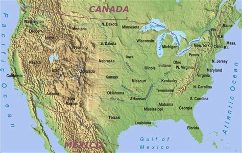 United States Geography Karte Der Usa Landkarte Geographie