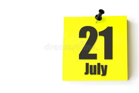 July 21st Day 21 Of Month Calendar Date Yellow Sheet Of The