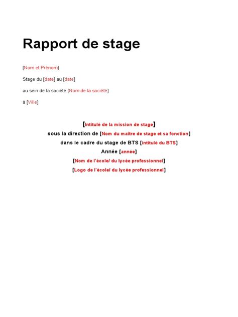 Ooreka Exemple Rapport Stage Bts Pdf Business Science