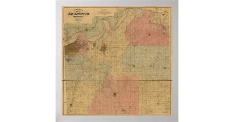 Jackson County Missouri Antique Map Poster Zazzle