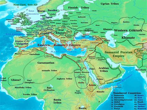 Europe North Africa And West Asia In 600 Ad North Africa Eastern