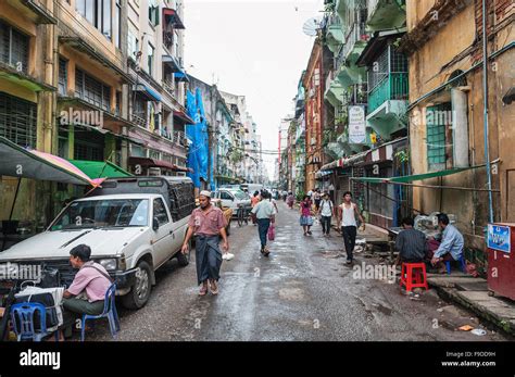 Street In Central Yangon City Myanmar Stock Photo Alamy