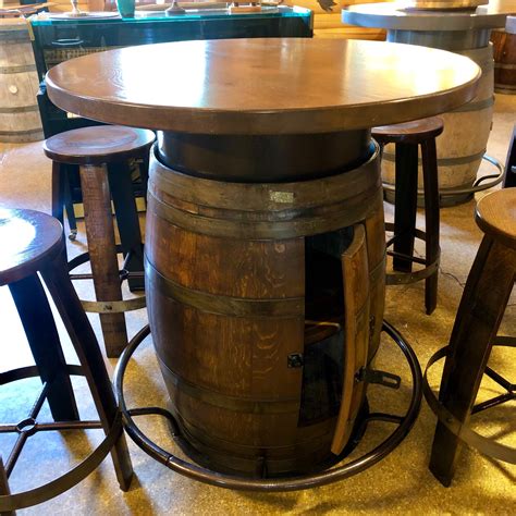 If you like to have family and friends over, outfit your basement or den with stylish pub sets. CHUNKY PUB WINE BARREL TABLE - The Oak Barrel Company