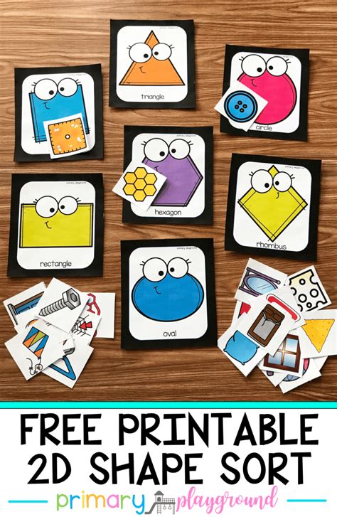Free Printable 2d Shape Sort Primary Playground Shapes Kindergarten