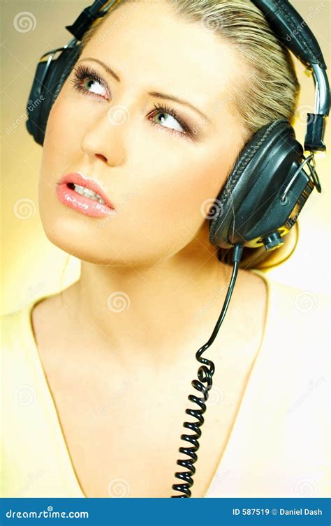 Girl With Headphones Stock Image Image Of Portrait Attitude 587519