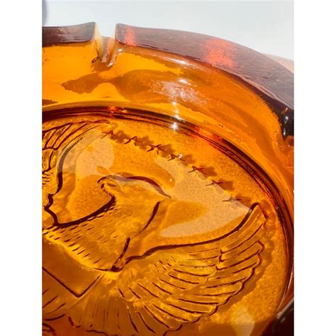 Vintage Extra Large Federal Eagle Amber Glass Ashtray Chairish
