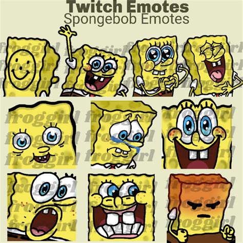 Spongebob Emote Pack 10 Twitch Emotes Etsy España