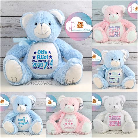 Personalised Teddy Bears Embroidered Birthday Gift Custom Etsy