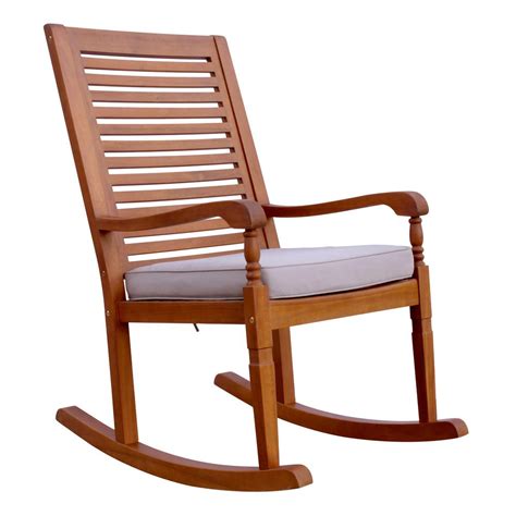 Northbeam Nantucket Wood Outdoor Rocking Chair With Grey Cushion