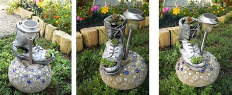 See more ideas about cement flower pots, flower pots, cement. DIY home garden decor idea with a shoe planter and succulents