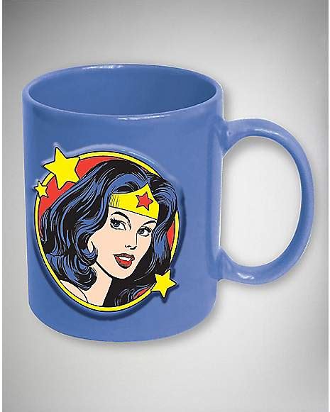 Embossed Face Wonder Woman Coffee Mug 20 Oz Dc Comics Spencers