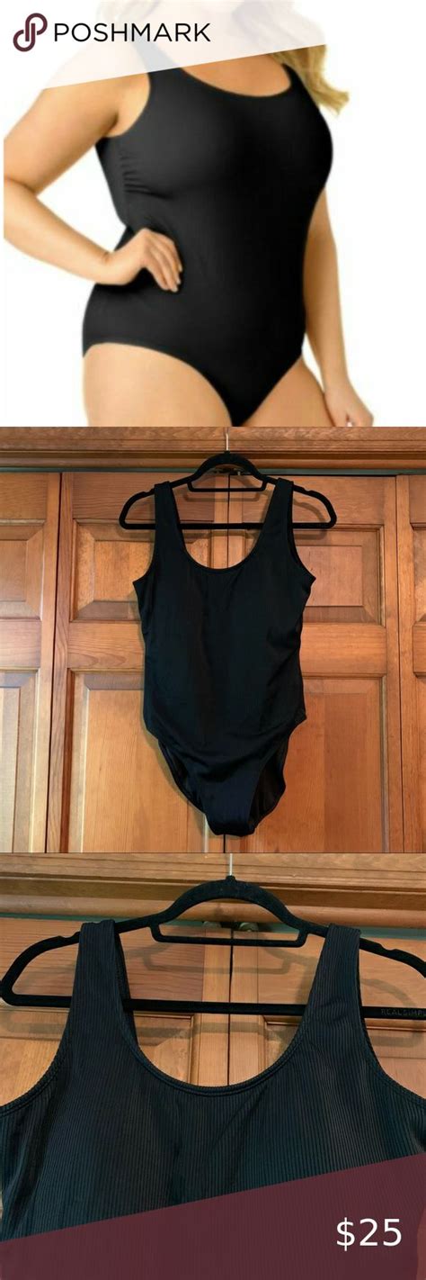 Catalina Black Ribbed One Piece Swimsuit L Black Rib One Piece One