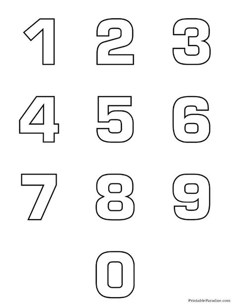 Printable Number Outlines 0 9 On One Page Printable Numbers Stencils