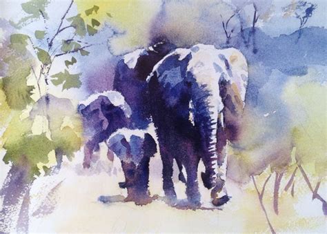 Watercolor By Hazel Soan Watercolor Elephant Animal Art Projects