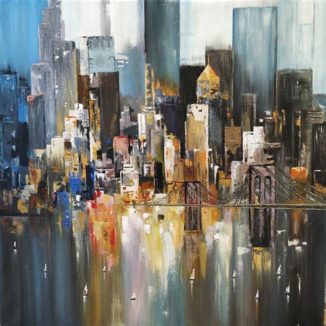 Cityscape Painting Abstract Landscape Painting Abstract Canvas Art