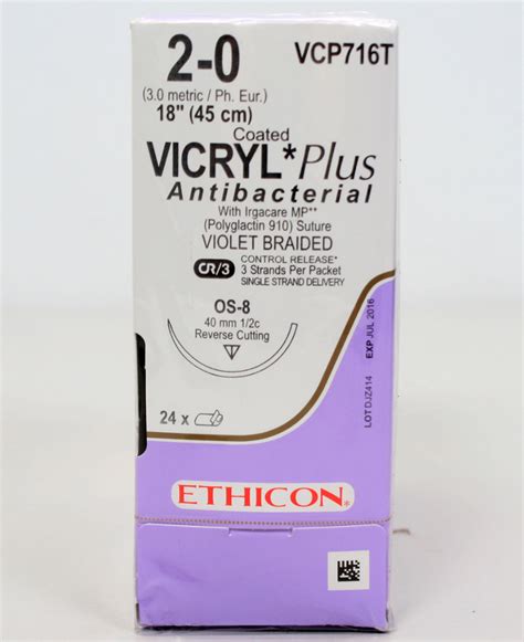 Vicryl Plus 2 0 Suture 18 45cm Os 8 40mm 12c 2dz New Sealed Vcp716t