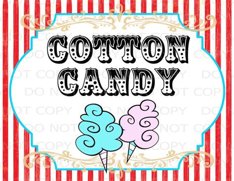 The Words Cotton Candy Are In Front Of An Image Of Red And White