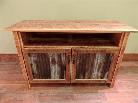 Wall mounted entertainment center / tv stand. Arizona Style Barnwood Cabinet TV Stand with Corrugated ...