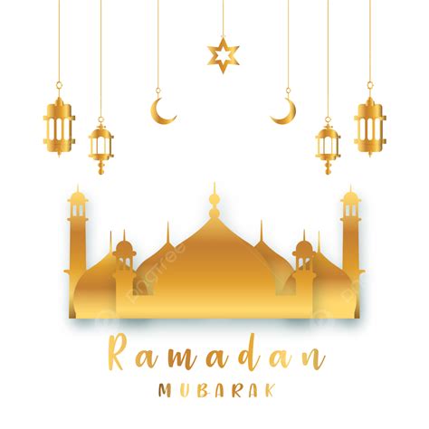 Gambar Masjid Mubarak Ramadhan Emas Emas Mesjid Bulan Png Dan Vektor