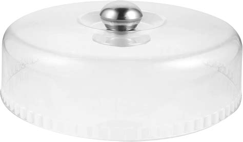 yardwe plastic cake dome glass round cake cover food plate lid with stainless steel