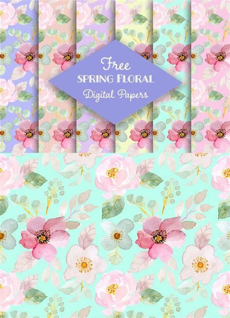 Free Spring Floral Digital Papers Digital Paper Decoupage Paper