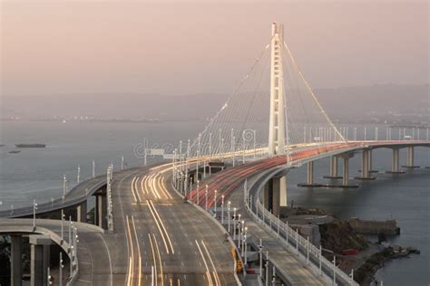 San Francisco Oakland Bay Bridge Eastern Span At Dusk Stock Photo
