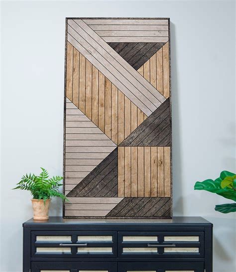 Modern Geometric Wood Wall Art Vertical Wood Wall Art Panel