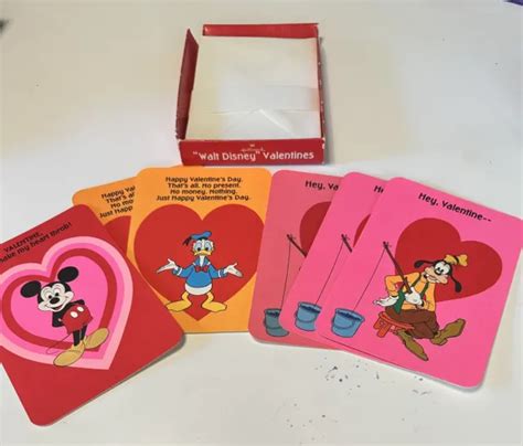 Vintage Hallmark Disney Valentines Cards Mickey Donald Duck Goofy Box