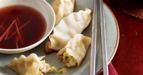 Pork & mushroom gow gee. Prawn and ginger potsticker dumplings