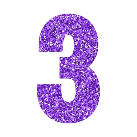 The Number Three Is Made Up Of Purple Glitter