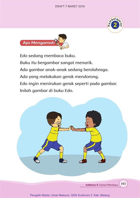 Silakan mengunduh lembar kerja anak tk/paud untuk mengasah kemampuan persepsi visual, melalui aktivitas mencocokkan gambar, pada tautan di bawah ya, buibu. Contoh Teks Bacaan Untuk Anak Sd Kelas 1 - Terkait Teks