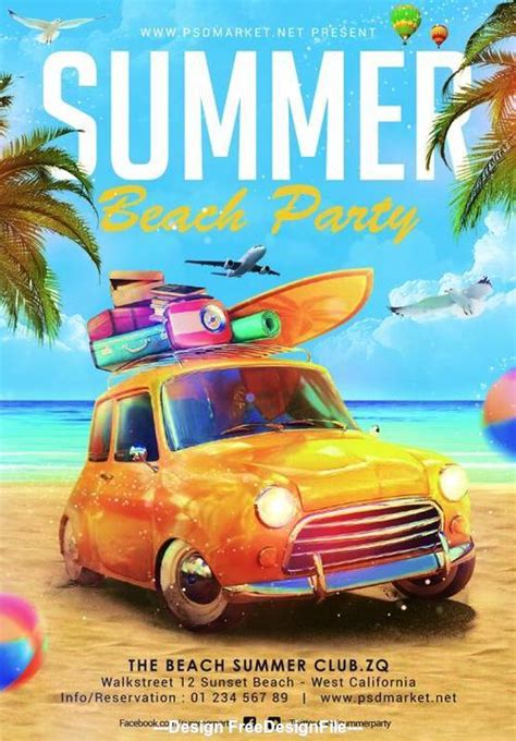 Download away the high resolution psd mockup immediately and proceed to customize according to your needs and whims to stand out from the crowd. Summer beach party flyer psd template design free download