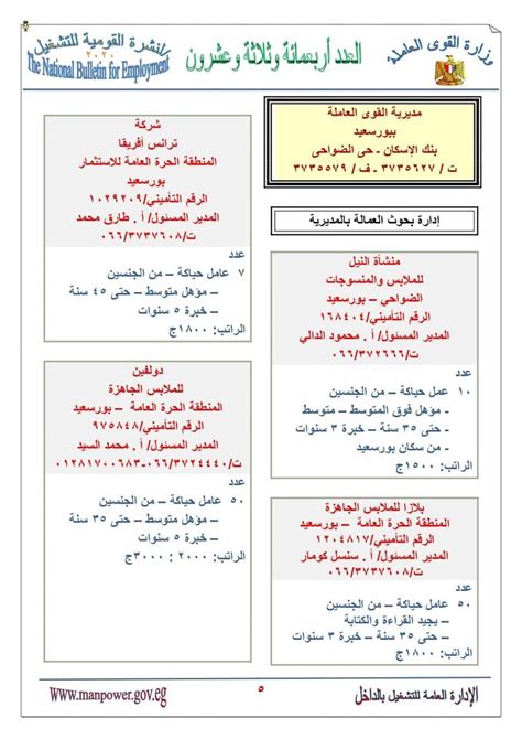 واليوم سنتحدث معكم عن أدوات التواصل مع الوزارة، مثل أرقام هاتف الوزراة، وأرقام الفاسك. برواتب تصل الي 7000 جنيه..النشرة القومية للتشغيل لشهر ...