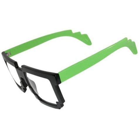 Amazing Pixelated Nerd Geek Glasses Do The Robot In Black With Green Finish Girlprops 899