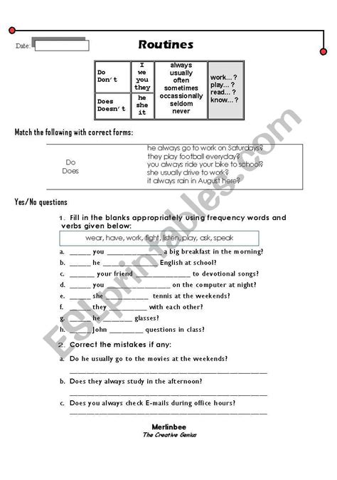 Yes Or No Questions In The Simple Present Esl Worksheet By Mtcg