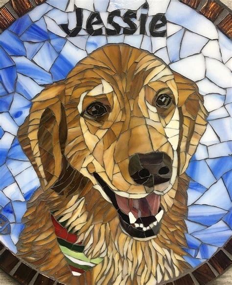Dog Portrait Mosaicmosaic Made By Farah D Mosaic Animals Glass
