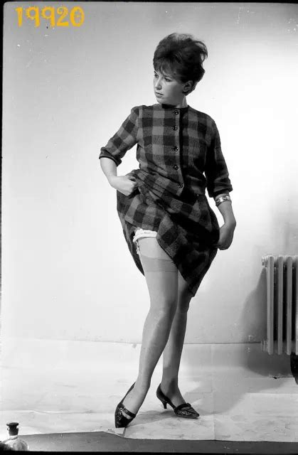 Lot 4x Vintage Fine Art Negative Girl Posing In Nylon Stockings 1970s