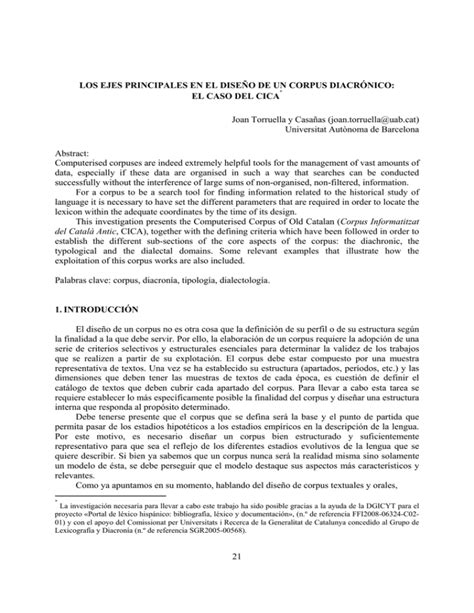 Los Ejes Principales En El Diseño De Un Corpus Diacrónico