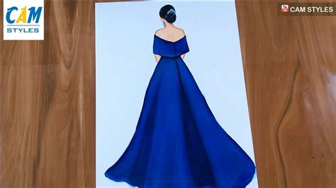 Blue Dress Drawing Fashion Illustration Art Fashion Design