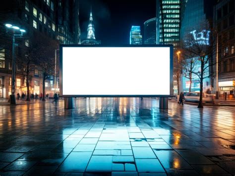 Premium Ai Image Front View Of A Blank White Advertising Billboard At