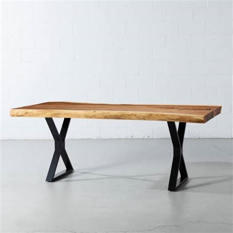 Live Edge Suar Table with Black X Shaped Legs/Natural ...