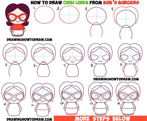 How To Draw Chibi Linda Mom From Bobs Burgers Easy Steps Tutorial