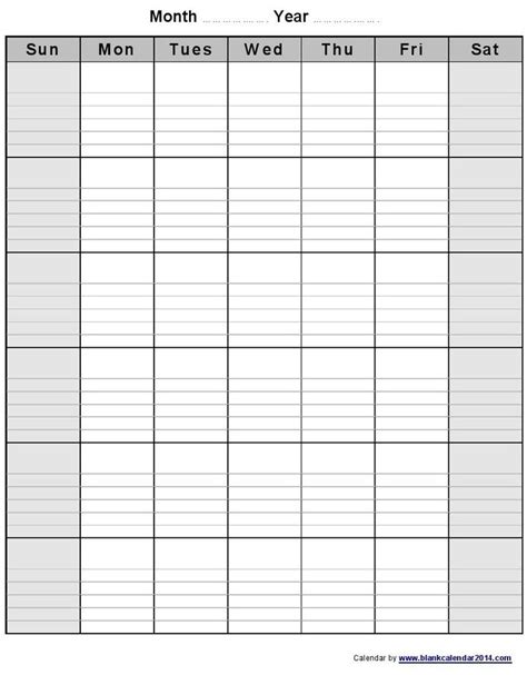 Free Printable Monthly Calendar With Lines Free Calendar Template