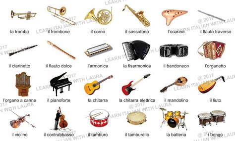 Musical Instruments Italian Words List With Audio And Exercises