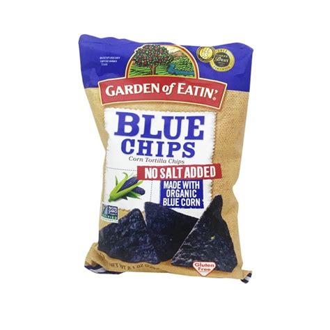 garden of eatin no salt added gluten free blue chips made with organic blue corn