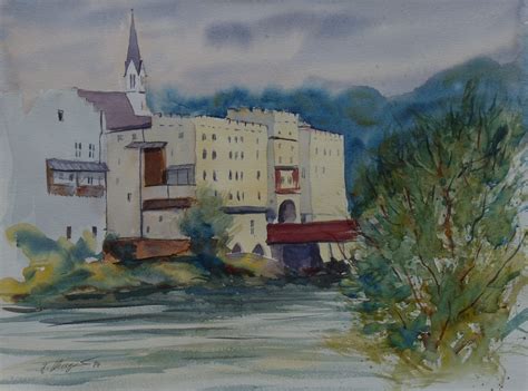 Minijob haushaltshilfe wasserburg am inn. Wasserburg am Inn Aquarell von Georg Mayer | Malerei ...