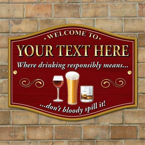 Personalised Home Pub Sign Custom Bar Plaque Outdoor Bar Sign Home