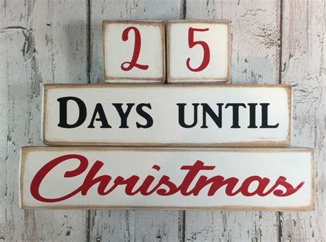 Distressed Wooden 25 Days Until Christmas Countdown Blocks Etsy